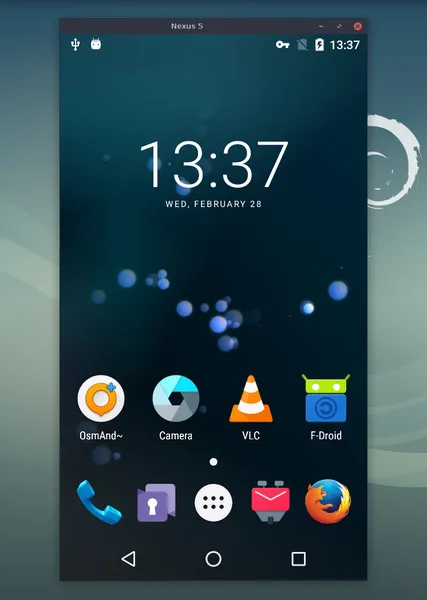 scrcpy desktop window mirroring an Android device screen on a computer.